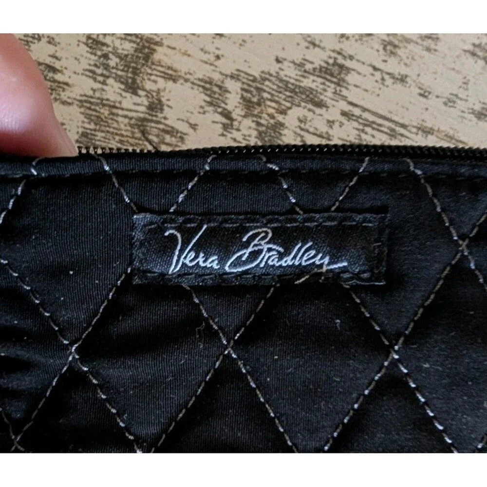 Vera Bradley Wristlet Wallet Quilted Black Floral Patent Trim All In One
